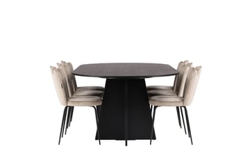 Bootcut Spisegruppe 230 cm Oval med 6 Limhamn Stoler - Beige - Møbler - Bord - Spisegrupper