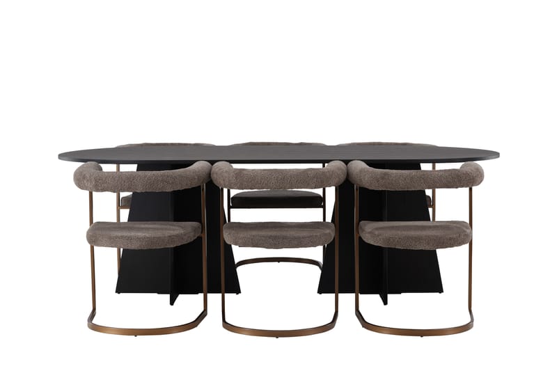 Bootcut Spisegruppe 230 cm Oval med 6 Morning Stoler - Brun - Møbler - Bord - Spisegrupper