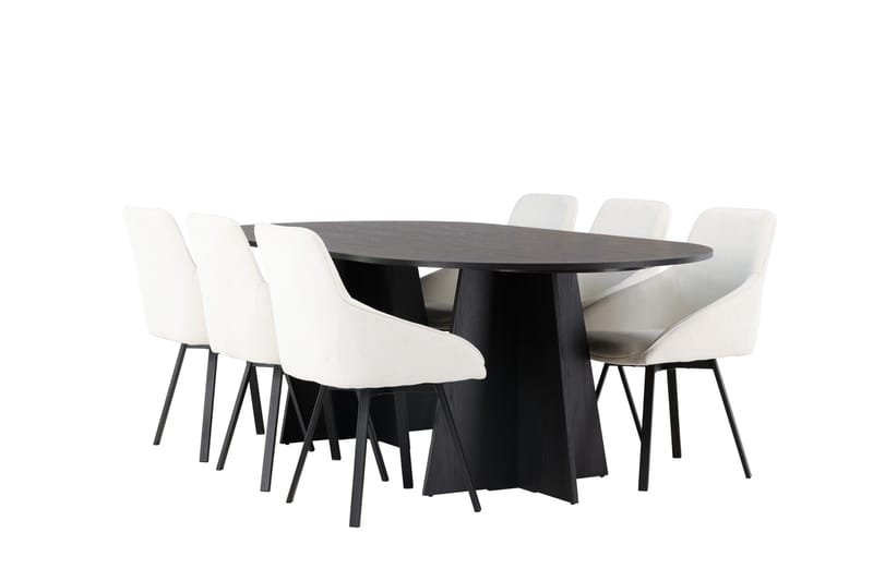 Bootcut Spisegruppe 230 cm Oval med 6 Rosie Stoler - Beige - Møbler - Bord - Spisegrupper