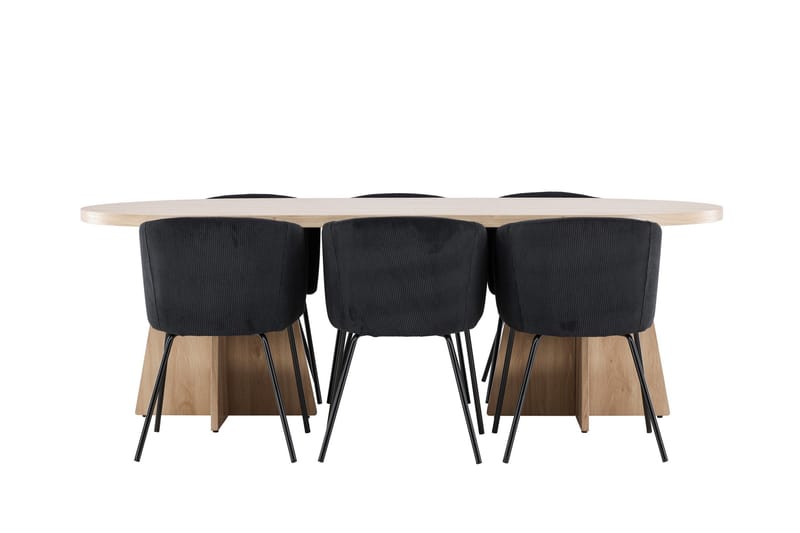 Bootcut Spisegruppe 230 cm Rektangulær med 6 Berit stoler - Whitewash/Sort - Møbler - Bord - Spisegrupper