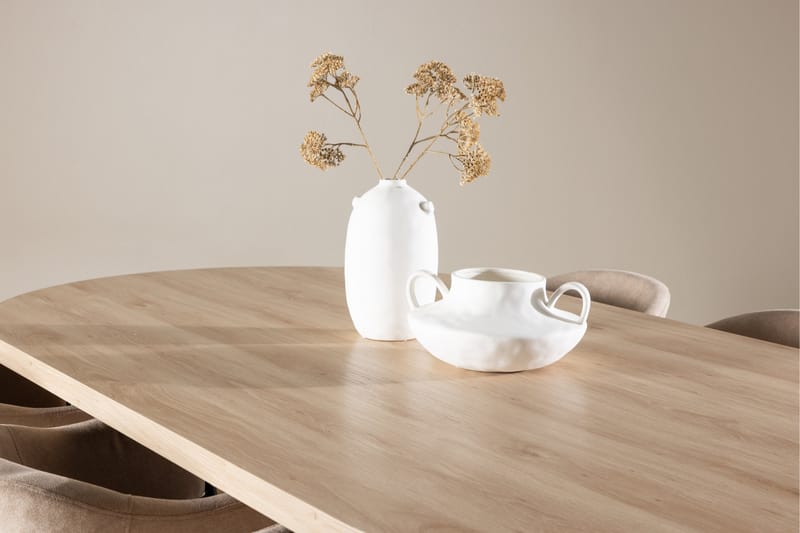 Bootcut Spisegruppe 230 cm Rektangulær med 6 Evelina stoler - Whitewash/Beige - Møbler - Bord - Spisegrupper