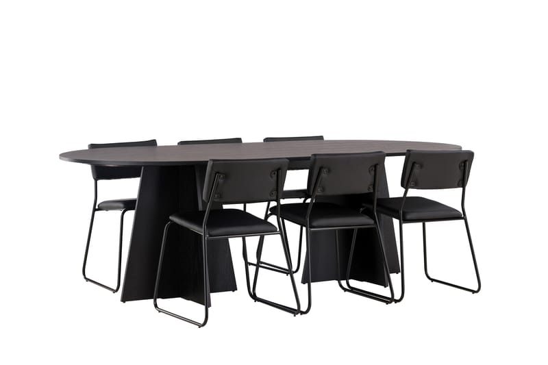 Bootcut Spisegruppe 230 cm Rektangulær med 6 Kenth Stoler - Sort - Møbler - Bord - Spisegrupper