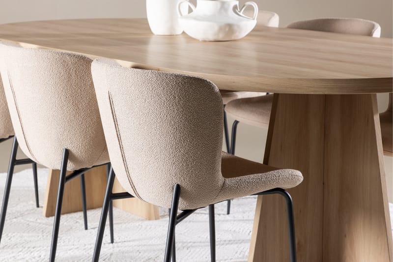 Bootcut Spisegruppe 230 cm Rektangulær med 6 Modesto stoler - Whitewash/Beige - Møbler - Bord - Spisegrupper