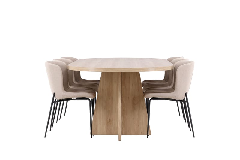 Bootcut Spisegruppe 230 cm Rektangulær med 6 Modesto stoler - Whitewash/Beige - Møbler - Bord - Spisegrupper