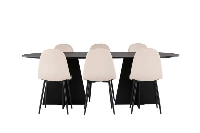 Bootcut Spisegruppe 230 cm Rektangulær med 6 Polar Stoler, Beige