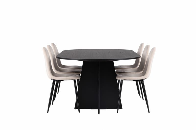 Bootcut Spisegruppe 230 cm Rektangulær med 6 Polar Stoler - Beige - Møbler - Bord - Spisegrupper