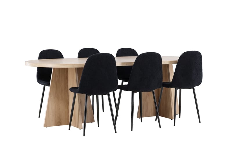 Bootcut Spisegruppe 230 cm Rektangulær med 6 Polar stoler - Whitewash/Sort - M�øbler - Bord - Spisegrupper