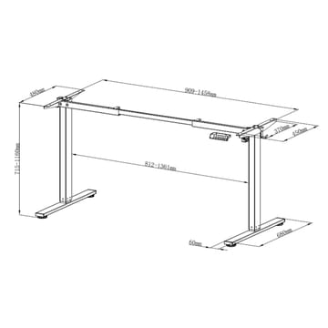 Bordbein HOME4YOU Ergo Fit med 1 motor Hvit - Hvit - Møbler - Bord - Bordtilbehør - Understell bord