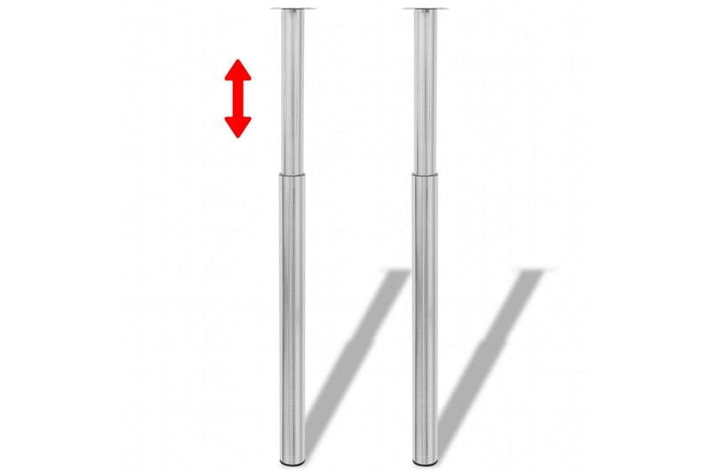 2 teleskopiske Bordben børstet nikkel 710 mm-1100 mm - Børstet Nikkel - Møbelben - Bordben