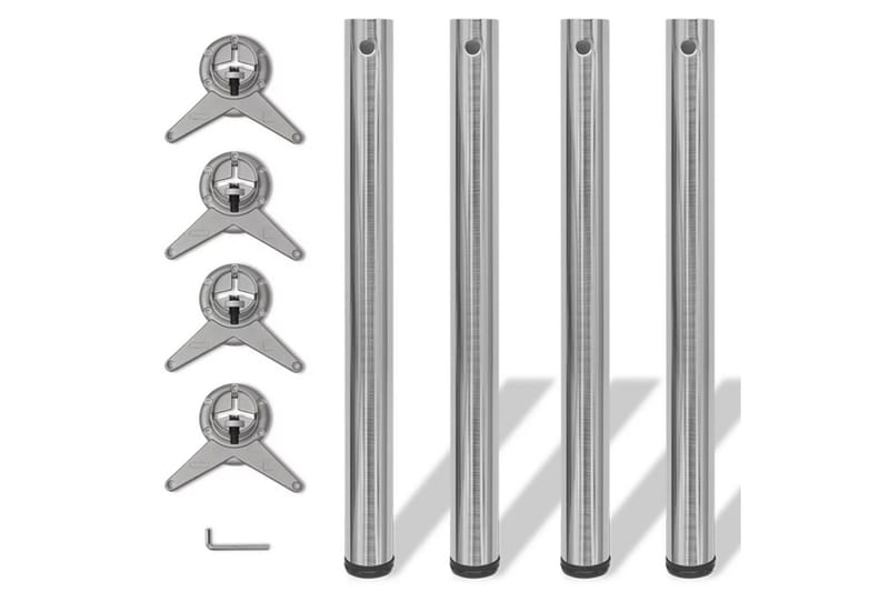 4 justerbare Bordben børstet nikkel 710 mm - Børstet Nikkel - Møbler - Bord - Bordtilbehør - Bordben