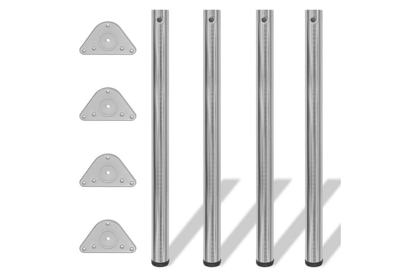 4 justerbare Bordben børstet nikkel 870 mm - Børstet Nikkel - Møbler - Bord - Bordtilbehør - Bordben