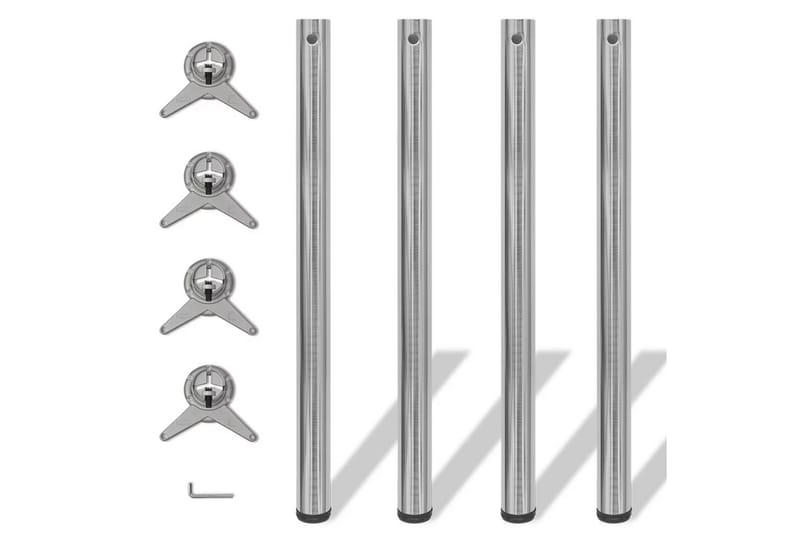 4 justerbare Bordben børstet nikkel 870 mm - Børstet Nikkel - Møbler - Bord - Bordtilbehør - Bordben