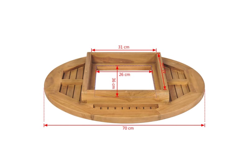 Bordplate ølkasse teak 70 cm - Møbler - Bord - Bordtilbehør - Bordplate