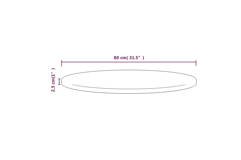 Bordplate 80x2,5 cm heltre furu - Brun - Møbler - Bord - Bordtilbehør - Bordplate