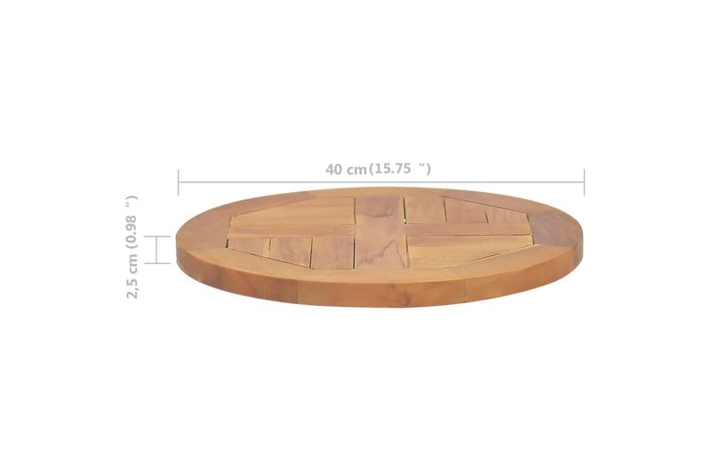 Bordplate heltre teak 2,5 cm 40 cm - Brun - Møbler - Bord - Bordtilbehør - Bordplate