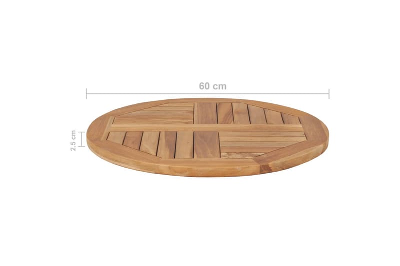 Bordplate heltre teak 2,5 cm 60 cm - Brun - Møbler - Bord - Bordtilbehør - Bordplate