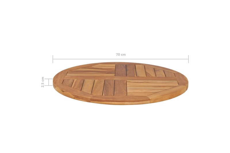 Bordplate heltre teak 2,5 cm 70 cm - Brun - Møbler - Bord - Bordtilbehør - Bordplate