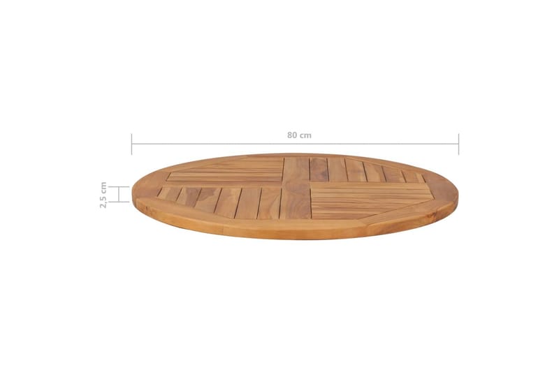 Bordplate heltre teak 2,5 cm 80 cm - Bordplate