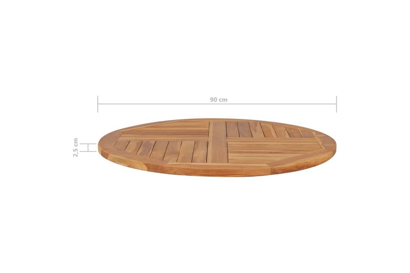 Bordplate heltre teak 2,5 cm 90 cm - Bordplate