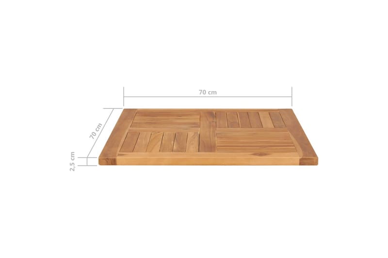 Bordplate heltre teak 70x70x2,5 cm - Brun - Møbler - Bord - Bordtilbehør - Bordplate