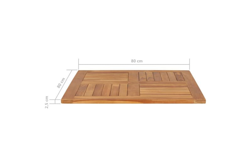 Bordplate heltre teak kvadratisk 80x80x2,5 cm - Bordplate