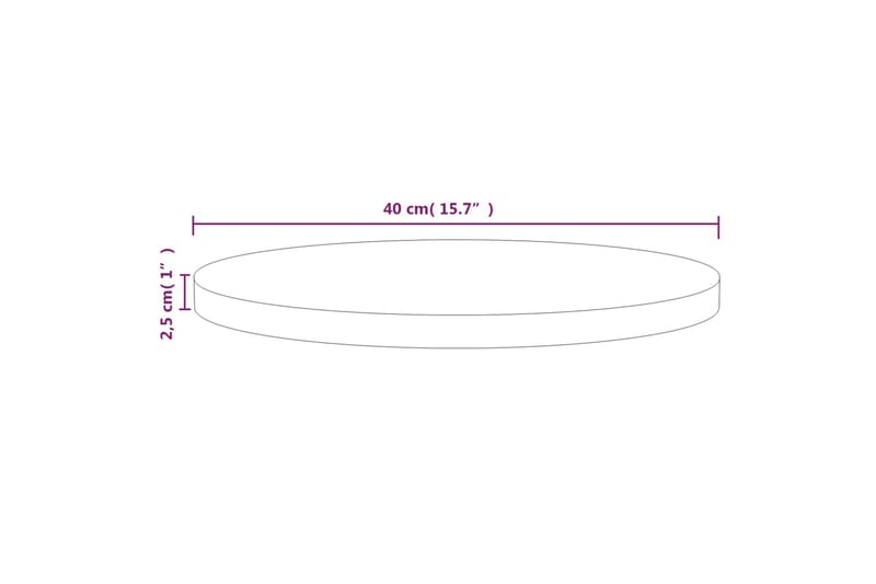 Bordplate hvit 40x2,5 cm heltre furu - Hvit - Bordplate