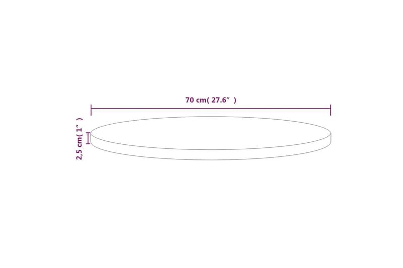 Bordplate hvit 70x2,5 cm heltre furu - Hvit - Bordplate