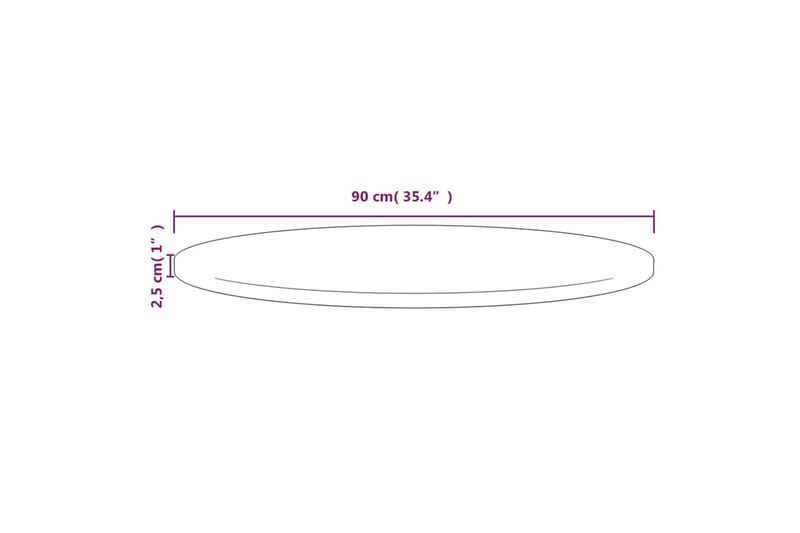 Bordplate hvit 90x2,5 cm heltre furu - Hvit - Bordplate