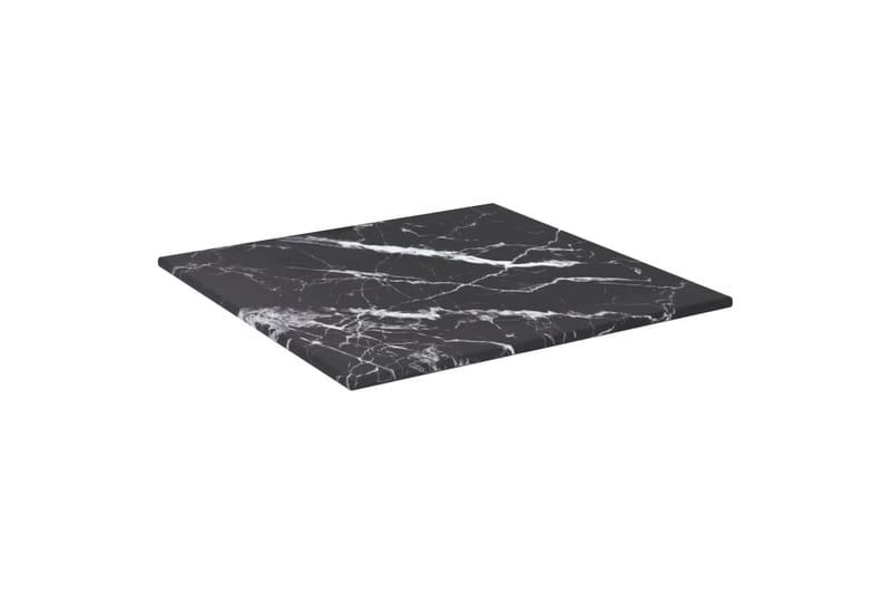 Bordplate svart 30x30 cm 6 mm herdet glass med marmor design - Svart - Møbler - Bord - Bordtilbehør - Bordplate