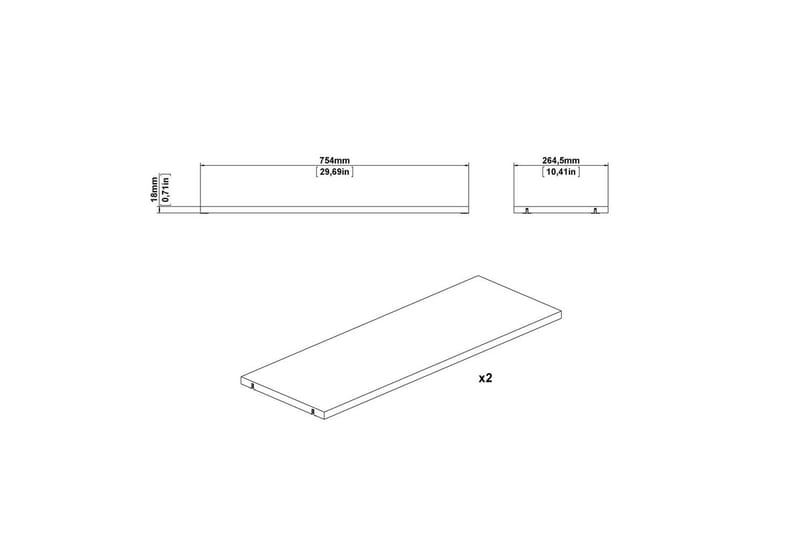 Trysil Hylleplate 75,4x26,45 cm - Hvit - Møbler - Bord - Bordtilbehør - Ileggsplate