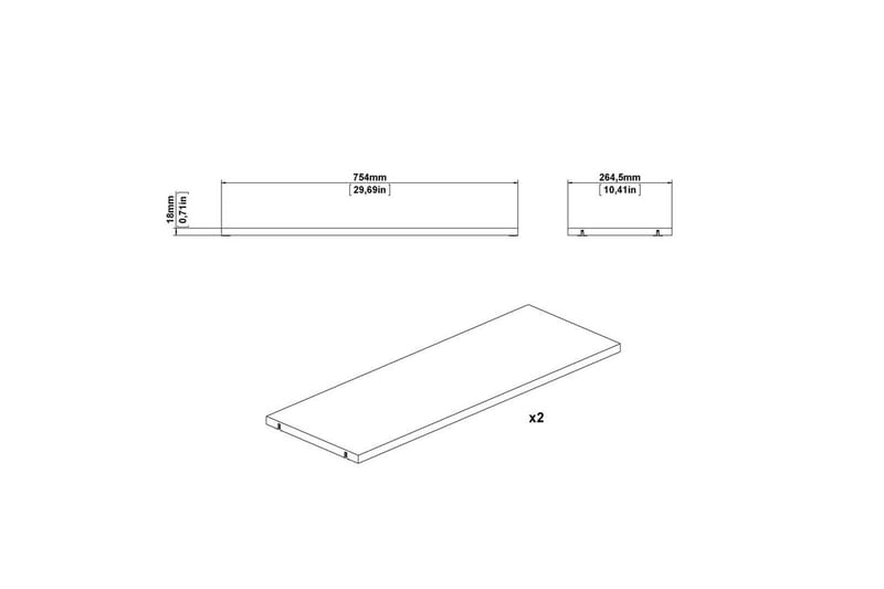 Trysil Hylleplate 75,4x26,45 cm - Hvit - Oppbevaring - Hyller - Vegghylle