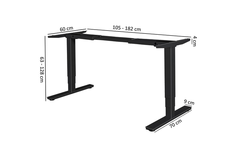 Weer Skrivebordsunderstell 182 cm - Svart - Understell bord