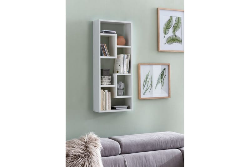 Vegghylle Wohnling melaminbelagt MDF, oppbevaringshylle, moderne stil Hvit - Hvit - Møbler - Bord - Bordtilbehør - Ileggsplate
