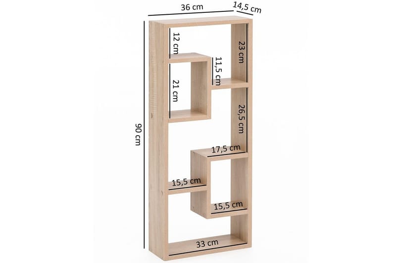 Vegghylle Wohnling melaminbelagt MDF, oppbevaringshylle, moderne stil Sonoma - Sonoma - Oppbevaring - Hyller - Bokhylle