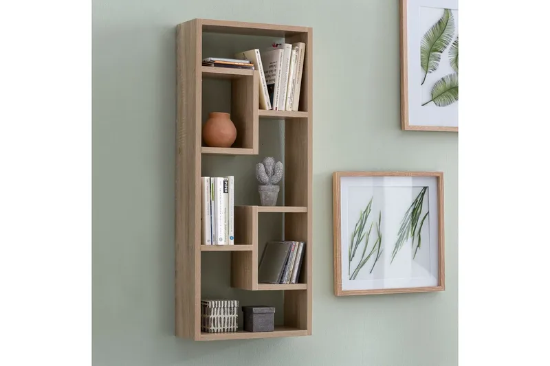 Vegghylle Wohnling melaminbelagt MDF, oppbevaringshylle, moderne stil Sonoma - Sonoma - Oppbevaring - Hyller - Bokhylle
