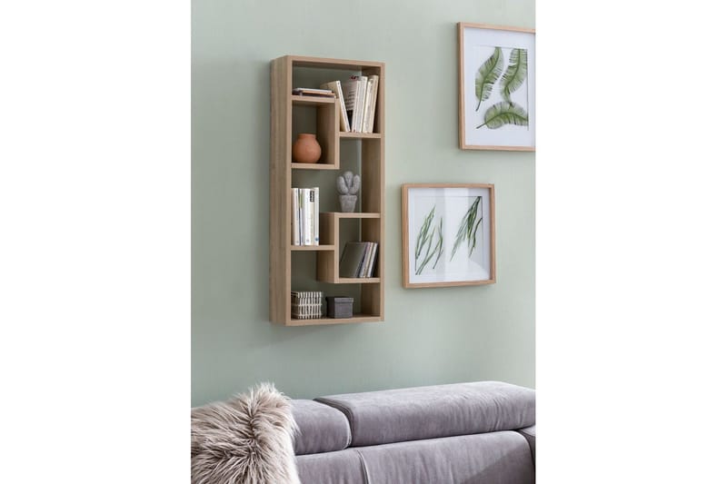 Vegghylle Wohnling melaminbelagt MDF, oppbevaringshylle, moderne stil Sonoma - Sonoma - Oppbevaring - Hyller - Bokhylle