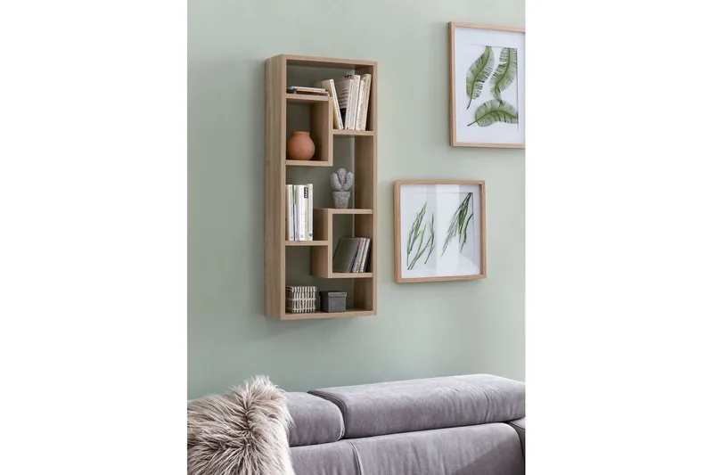Vegghylle Wohnling melaminbelagt MDF, oppbevaringshylle, moderne stil Sonoma - Sonoma - Oppbevaring - Hyller - Bokhylle
