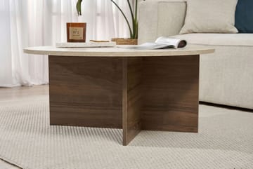 Boro Sofabord 90x40x90 cm - Travertine og Walnut - Møbler - Bord - Sofabord