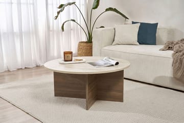 Boro Sofabord 90x40x90 cm - Travertine og Walnut - Møbler - Bord - Sofabord