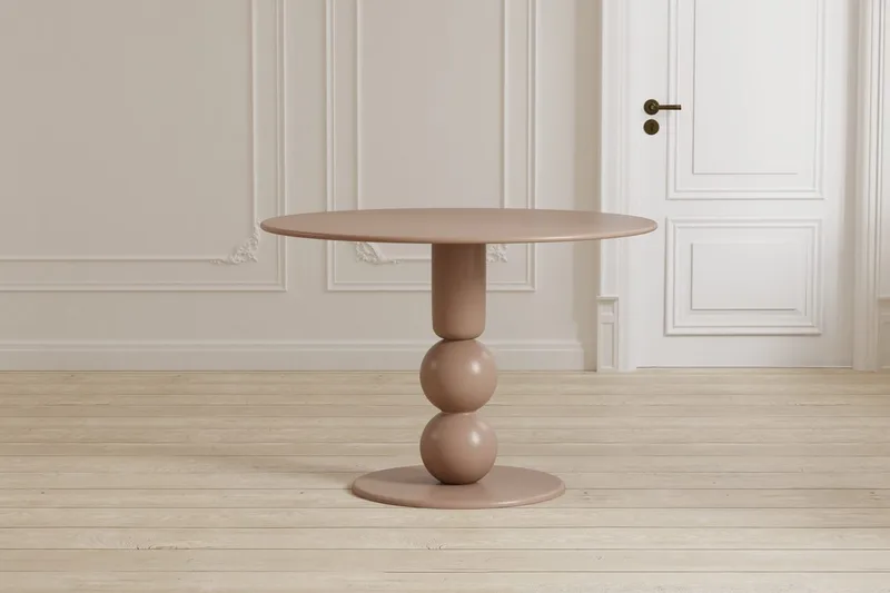 Boule Rundt Spisebord 110 cm i Tre, Beige