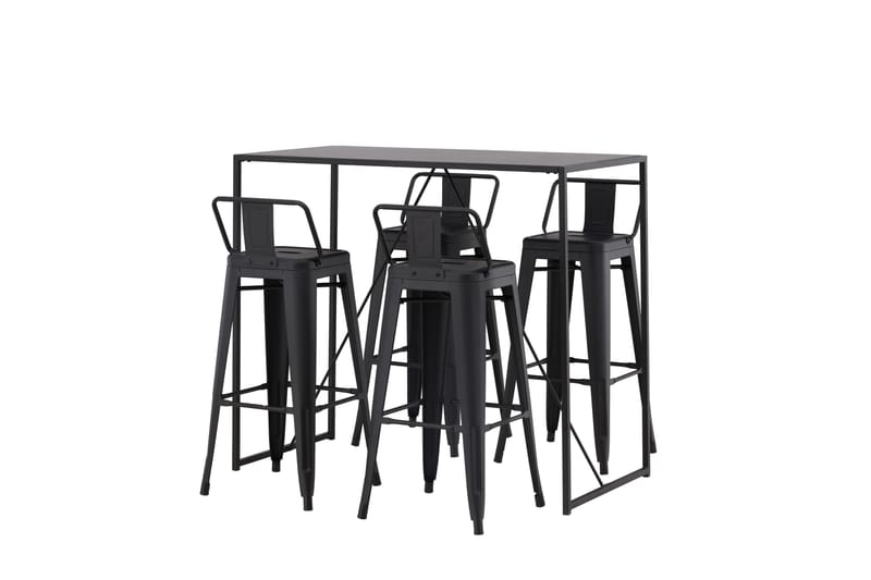 Brea Barbord 60x120 cm med 4 Tempe Stoler - Sort - Møbler - Bord - Barbord & ståbord