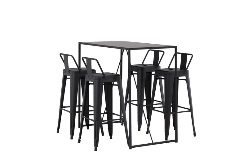 Brea Barbord 60x120 cm med 4 Tempe Stoler - Sort - Møbler - Bord - Barbord & ståbord