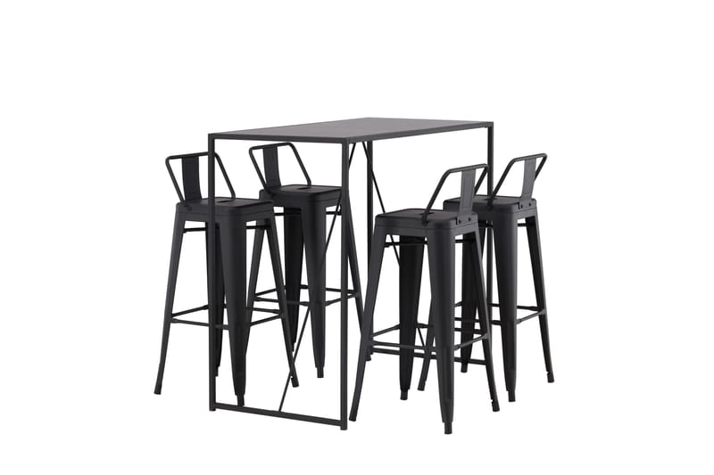 Brea Barbord 60x120 cm med 4 Tempe Stoler - Sort - Møbler - Bord - Barbord & ståbord