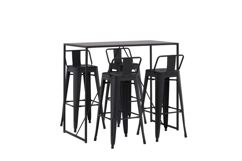 Brea Barbord 60x120 cm med 4 Tempe Stoler - Sort - Møbler - Bord - Barbord & ståbord