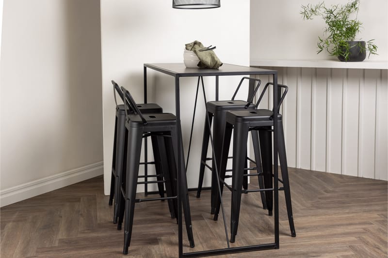 Brea Barbord 60x120 cm med 4 Tempe Stoler - Sort - Møbler - Bord - Barbord & ståbord