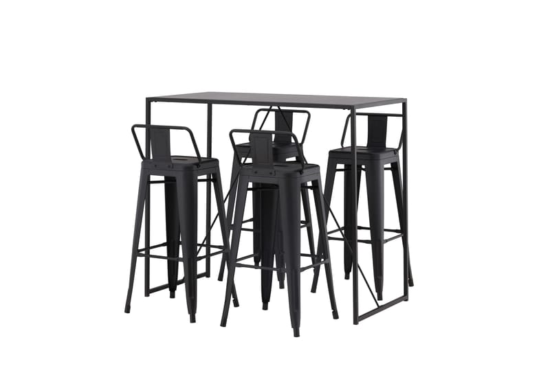 Brea Barbord 60x120 cm med 4 Tempe Stoler - Sort - Møbler - Bord - Barbord & ståbord