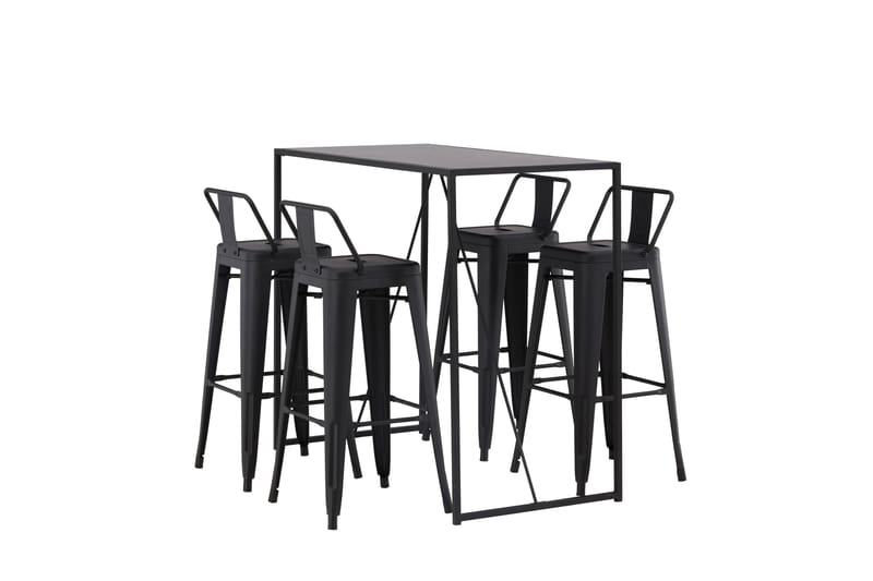 Brea Barbord 60x120 cm med 4 Tempe Stoler - Sort - Møbler - Bord - Barbord & ståbord