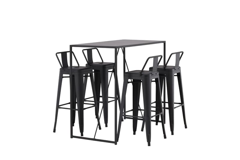 Brea Barbord 60x120 cm med 4 Tempe Stoler - Sort - Møbler - Bord - Barbord & ståbord
