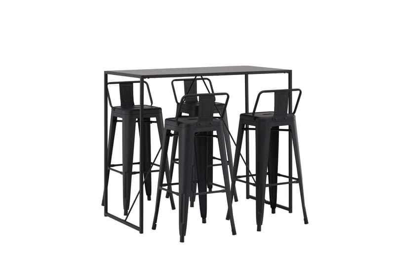 Brea Barbord 60x120 cm med 4 Tempe Stoler - Sort - Møbler - Bord - Barbord & ståbord