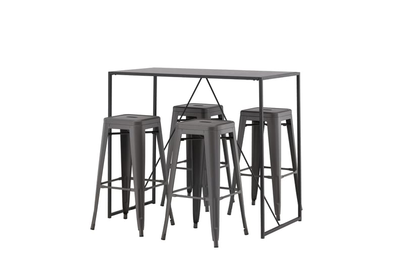 Brea Spisegruppe 120 cm Rektangulær med 4 Adesto Stoler - Sort - Møbler - Bord - Spisegrupper
